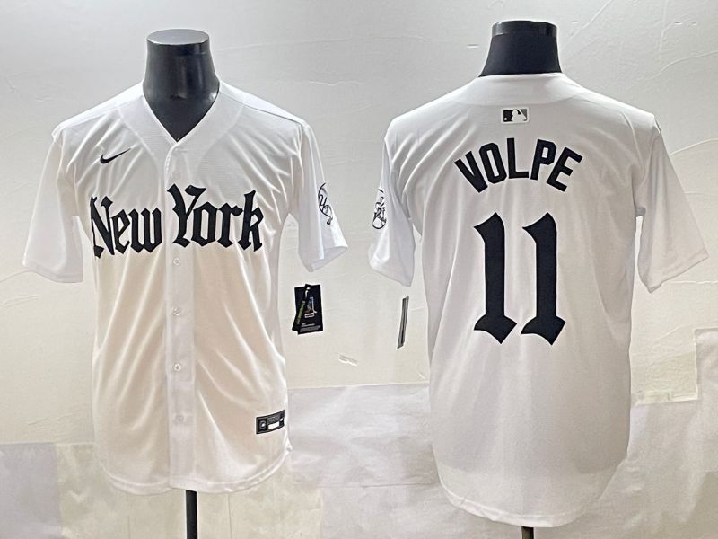 Men 2025 New York Yankees #11 Volpe White Five generations Joint Name Nike MLB Jersey style 31